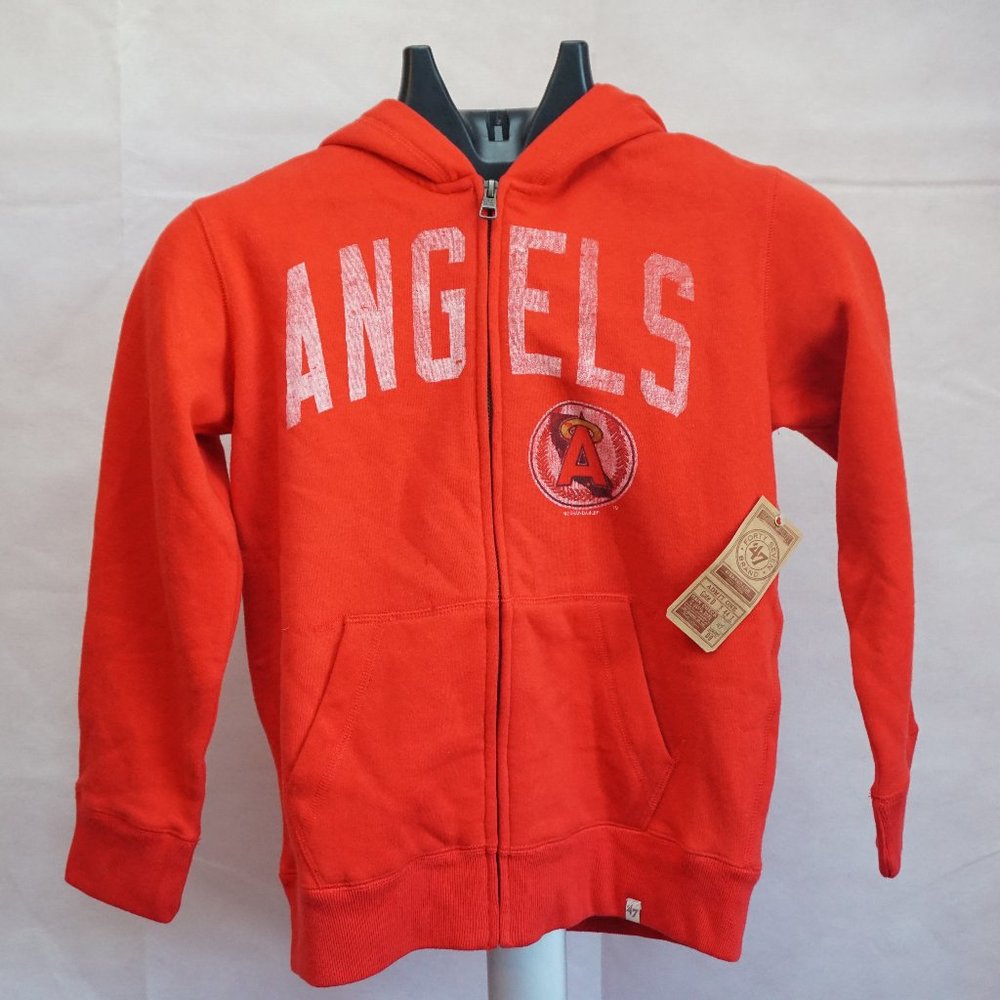 Los Angeles Angels MLB Womens 47 Brand Red Fleece Lined Full Zip Hoodie Sz Small